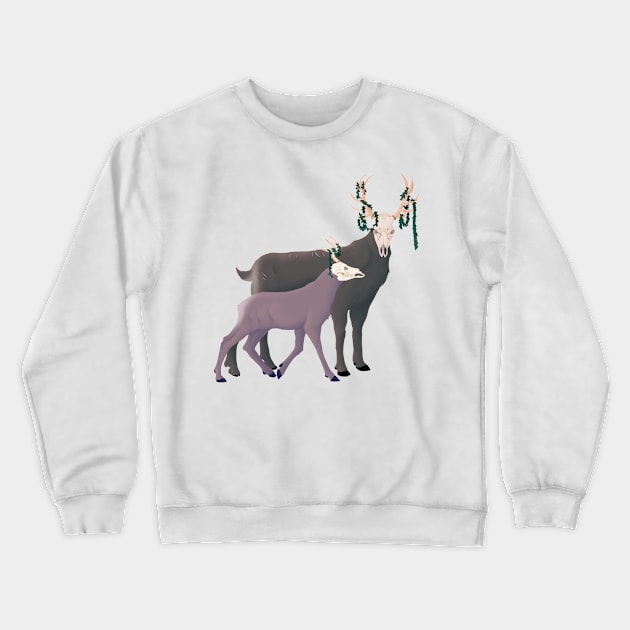 Skull Deer (Ghost Ver.) Crewneck Sweatshirt by Pallas